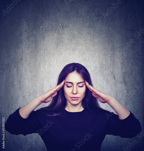 Stressed anxious woman with headache