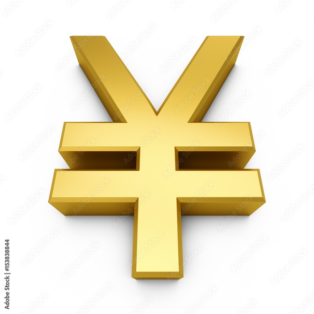 Obraz premium 3D Rendering golden Japanese yen Sign isolated on white background