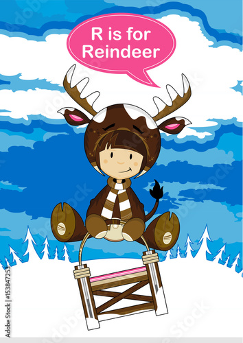 R is for Reindeer Learning Illustration