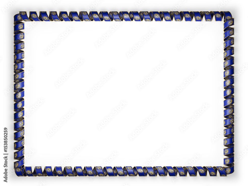 Frame and border of ribbon with the state Nebraska flag, USA, edging from the golden rope. 3d illustration Frame and border of ribbon with the state Nebraska flag, USA, edging from the golden rope. 3d illustration