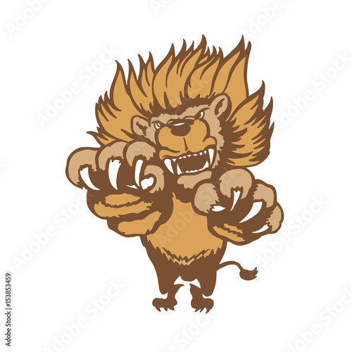 Fully editable illustration of a roaring cartoon Lion