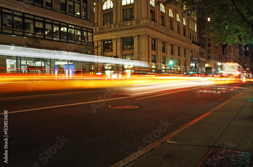 Cars circulating at night in New York