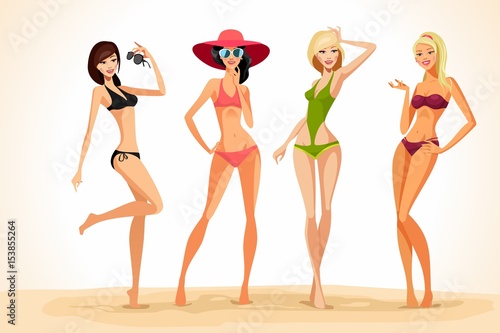 Tourist girls on the beach