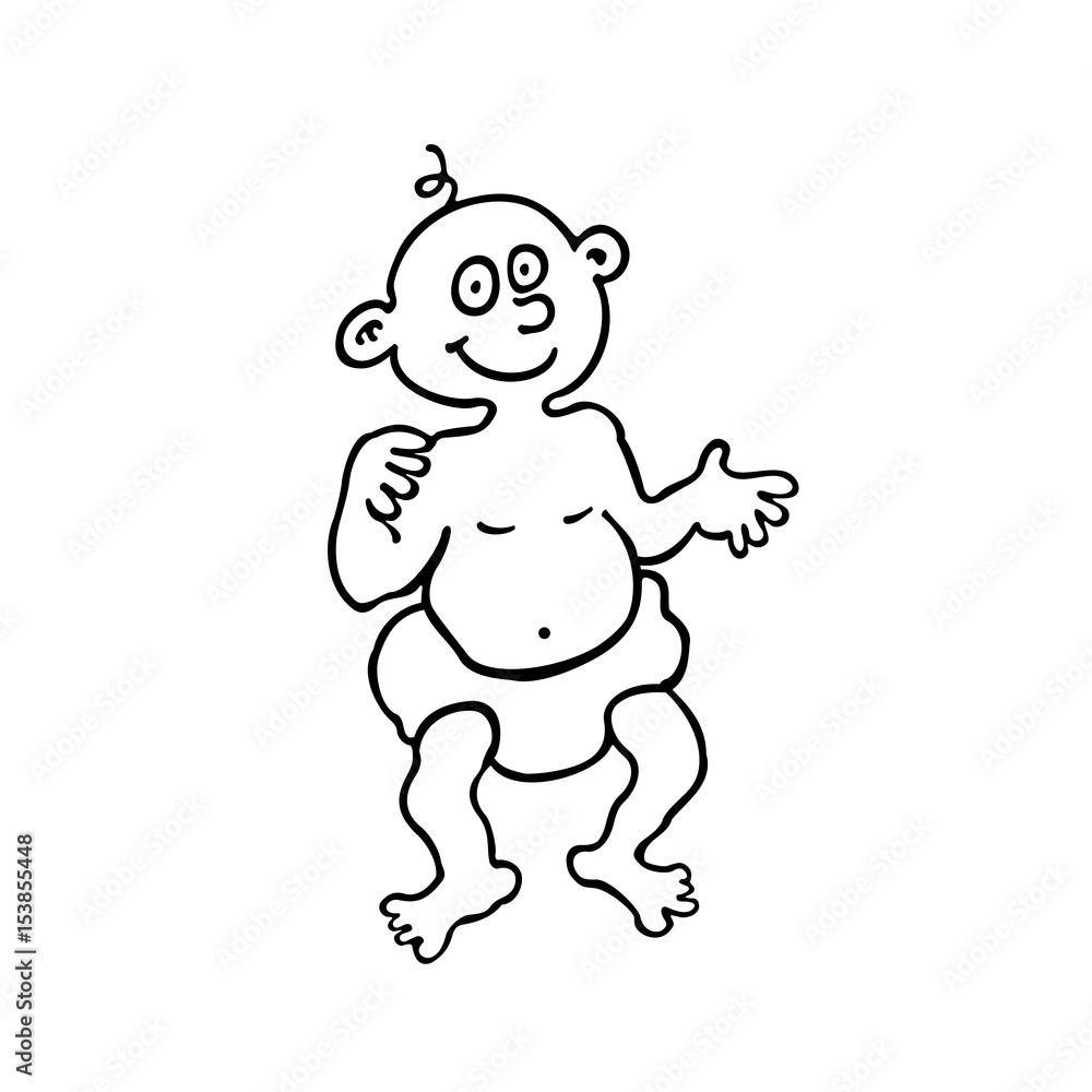 illustration of a baby sketch on a white background