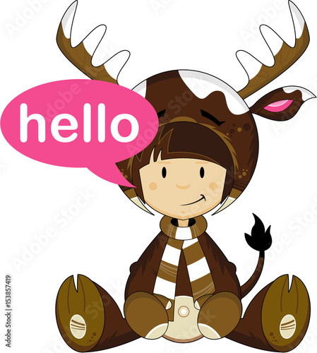 Cute Girl in Reindeer Costume