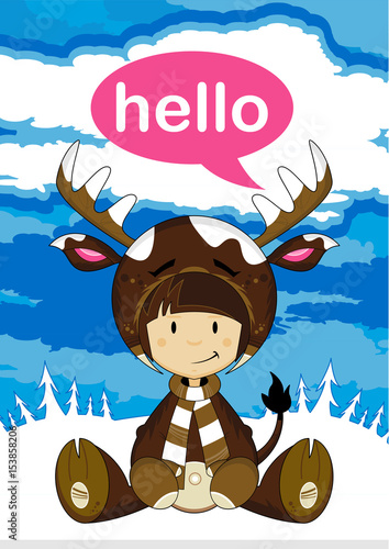 Cute Girl in Reindeer Costume