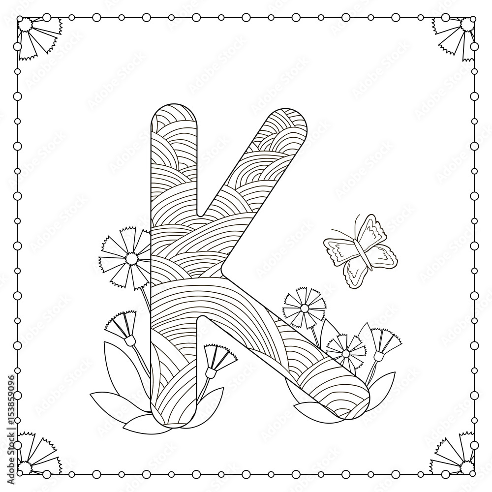 Alphabet coloring page Stock Vector | Adobe Stock