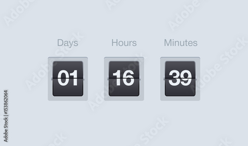  flip countdown timer. Clock counter for websites and interfaces. Days, hours and minutes.