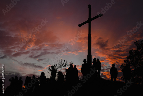 People silhouettes at sunrise in Brazil
