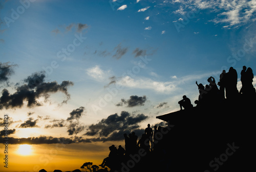 People silhouettes at sunrise in Brazil