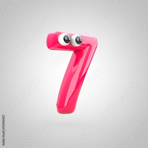 Funny pink number 0 with eyes