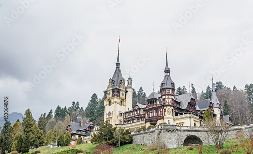 The Peles Castle from Sinaia Romania, Carpathian Mountains