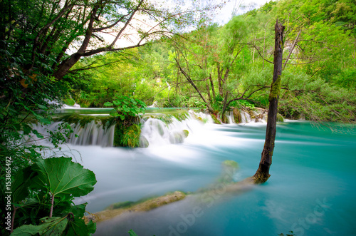 Plitvice Lakes, Croatia. Natural park with waterfalls and turquoise water