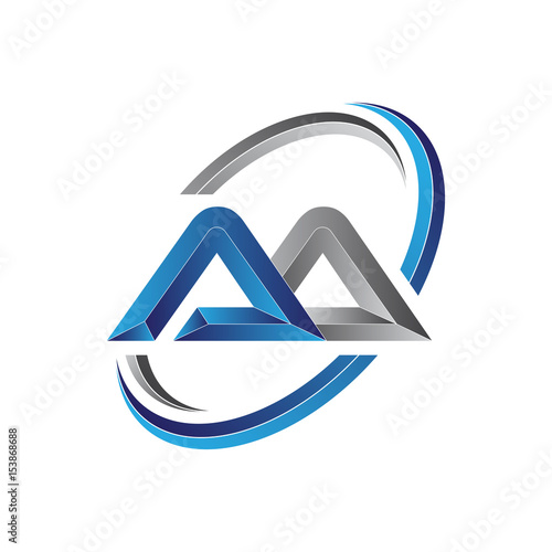 Simple initial letter logo modern swoosh AA