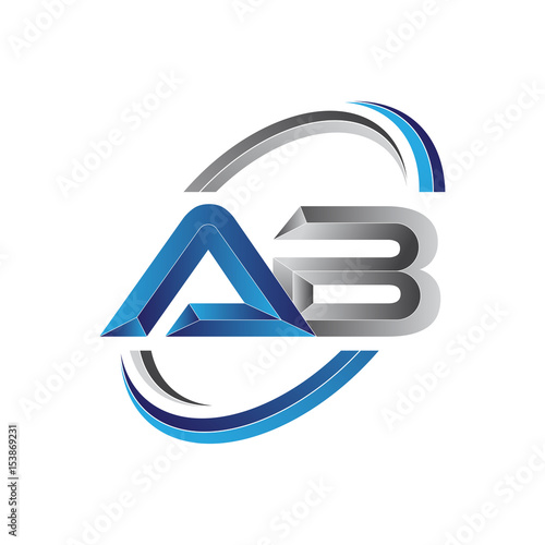 Simple initial letter logo modern swoosh AB