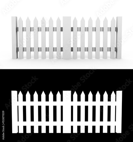 Illustration of a traditional wooden fence. 3d renderIllustration of a traditional wooden fence. 3d render With alpha channel photo