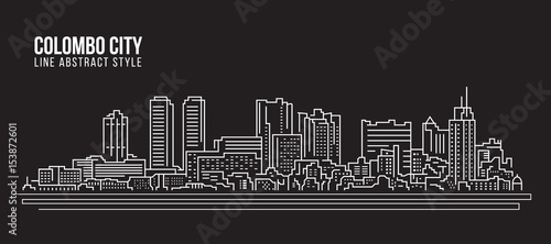 Cityscape Building Line art Vector Illustration design - colombo city