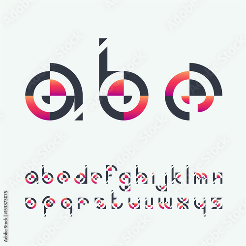 Geometrical shapes black and vibrant gradient latin font