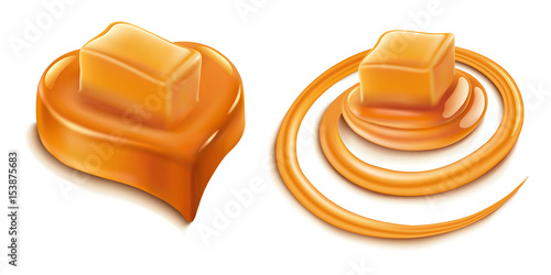 caramel heart candy and caramel splash