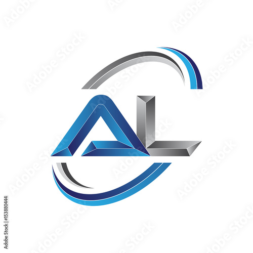 Simple initial letter logo modern swoosh AL