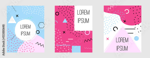Set of neo memphis style templates for cards, flyers. backgrounds, brochures.