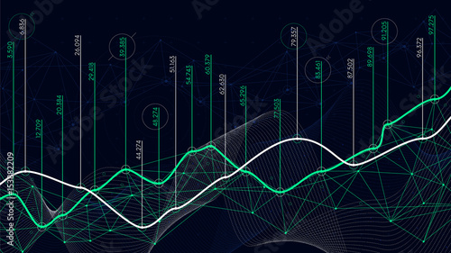 Digital analytics concept, data visualization, financial schedule, vector