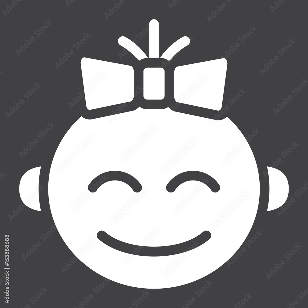 Baby girl solid icon, child and infant, vector graphics, a filled pattern on a black background, eps 10. Baby girl solid icon, child and infant, vector graphics, a filled pattern on a black background, eps 10.
