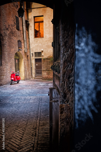 Red Motorcycle on Italian Street