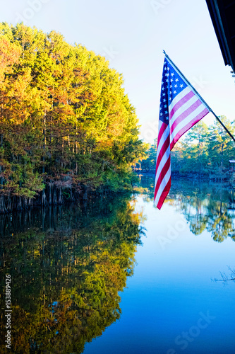 American Flag Flying on the Bayou