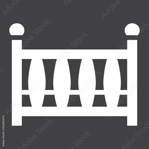 Baby crib solid icon, baby cot and bed, vector graphics, a filled pattern on a black background, eps 10.