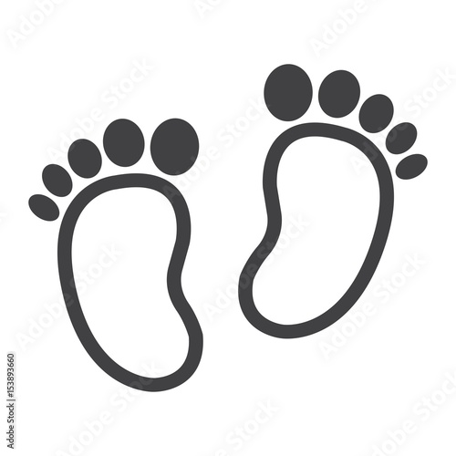 Baby footprint line icon, foot silhouette, vector graphics, a linear pattern on a white background, eps 10.
