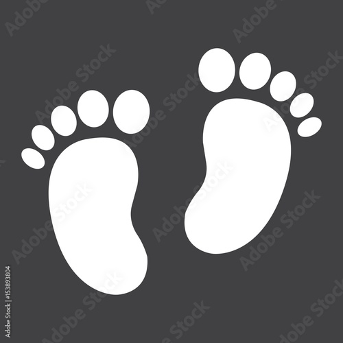 Baby footprint solid icon, foot silhouette, vector graphics, a filled pattern on a black background, eps 10.
