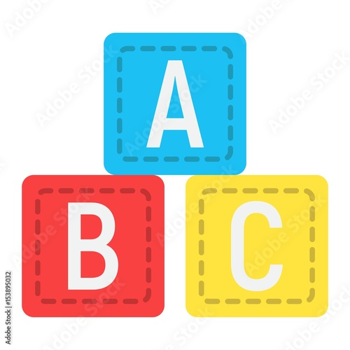 ABC blocks flat icon, alphabet cubes and education, vector graphics, a colorful solid pattern on a white background, eps 10.