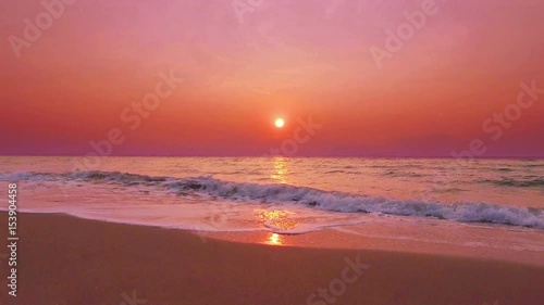 Overlooking the beautiful beach at sunset.