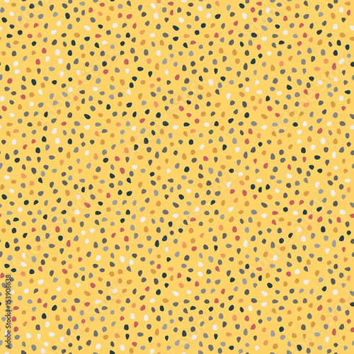 Seamless colorful background with random elements. Tileable ornament. Dotted abstract pattern