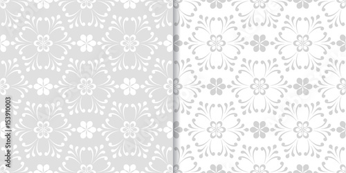 Gray flower seamless patterns. Wallpaper background