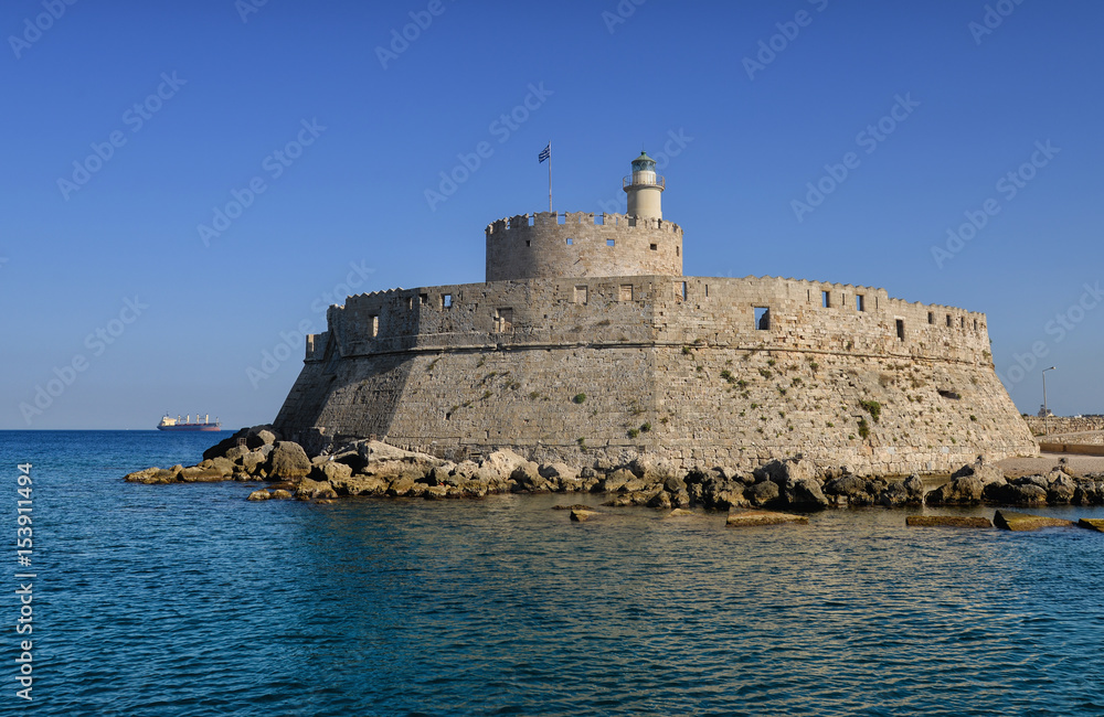 Fort of St. Nicholas  in Mandaki Harbor, Rhodes