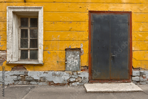 Vintage wooden house enrance. Moscow.