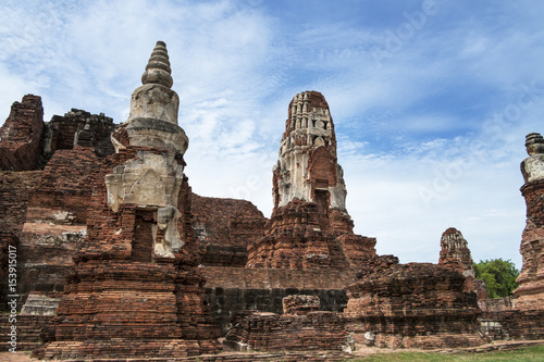 Ruin of old temple in Ayudhaya Historical park, world heritage of Thailand.