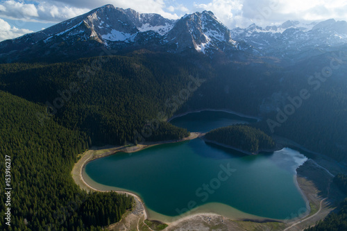 aerial view of Black Lake near Durmitor mountain