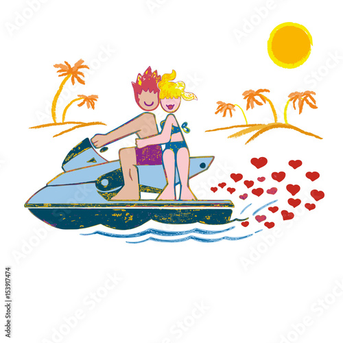Couple on a jet ski