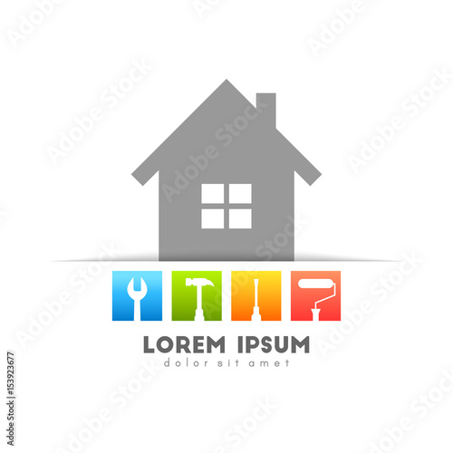 House with work tools concept