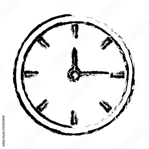sketh clock time hour minute image vector illustration