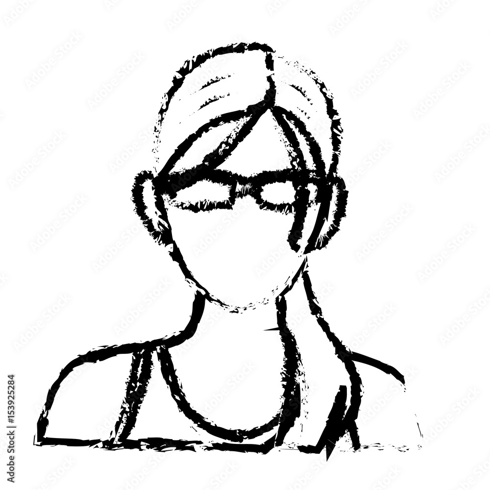 portrait woman sport concept wearing smart glasses sketch vector illustration