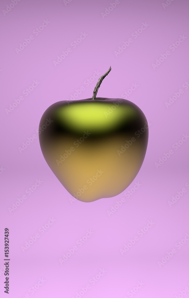 Fototapeta premium 3d render chrome apple.High resolution 3D image