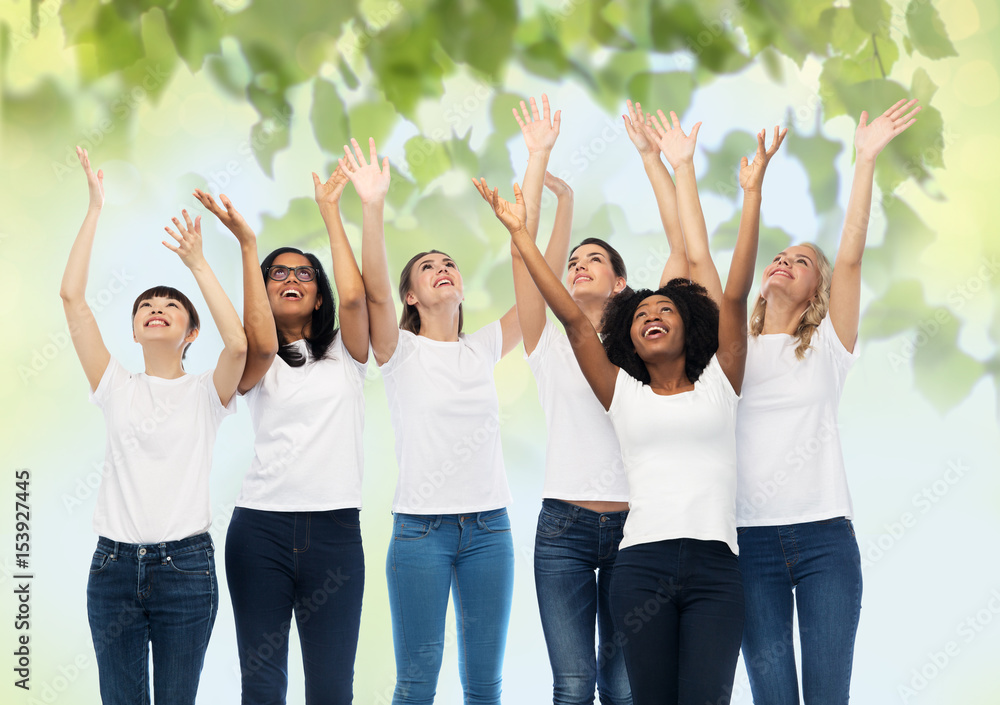 international group of happy volunteer women