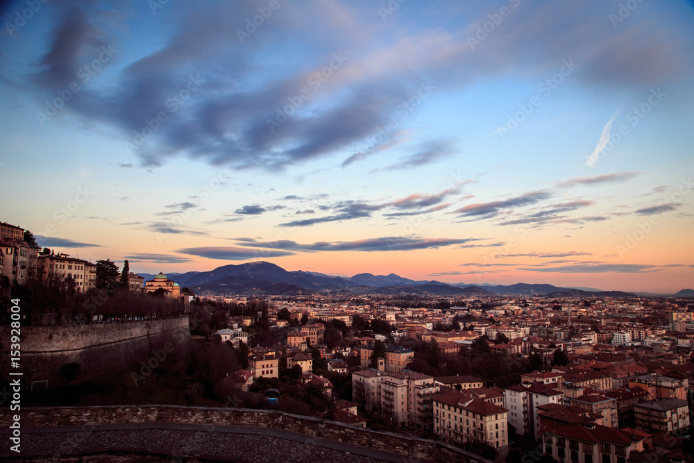 colorful sunset in Bergamo