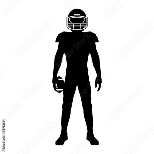 american football player uniform helmet ball silhouette vector illustration