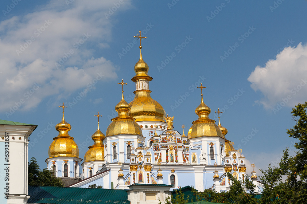 Golden domes of St. Michael's Cathedral. Kiev, Ukraine