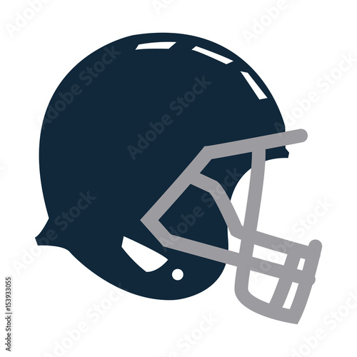 blue football helmet protection equipment side view vector illustration
